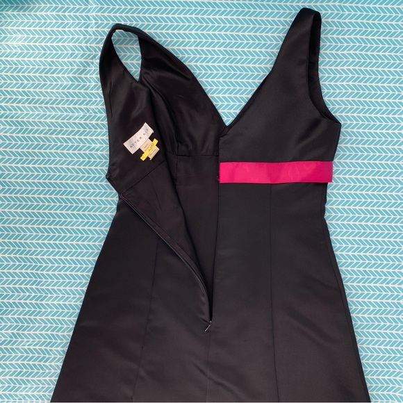 After Six Black Satin Sleeveless Midi Bridesmaid Prom Dress, 10 - Picture 14 of 16